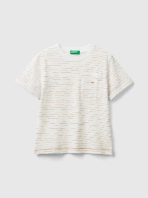 Benetton, T-shirt With Print And Pocket, size 110, Creamy White, Kids United Colors of Benetton