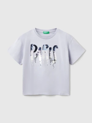 Benetton, T-shirt With Print And Sequins, size XL, Periwinkle, Kids United Colors of Benetton