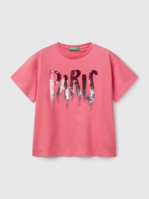 Benetton, T-shirt With Print And Sequins, size XL, Salmon, Kids United Colors of Benetton