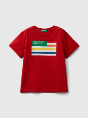 Benetton, T-shirt With Print In 100% Organic Cotton, size 104, Brick Red, Kids United Colors of Benetton