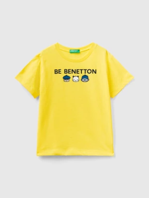 Benetton, T-shirt With Print In 100% Organic Cotton, size 104, Yellow, Kids United Colors of Benetton
