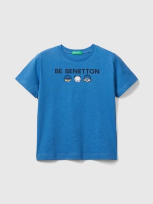 Benetton, T-shirt With Print In 100% Organic Cotton, size 116, Blue, Kids United Colors of Benetton