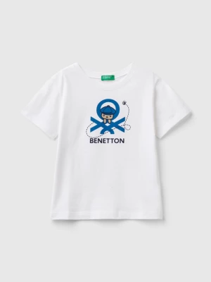Benetton, T-shirt With Print In 100% Organic Cotton, size 116, White, Kids United Colors of Benetton