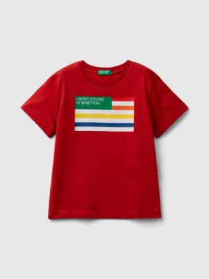 Benetton, T-shirt With Print In 100% Organic Cotton, size 90, Brick Red, Kids United Colors of Benetton