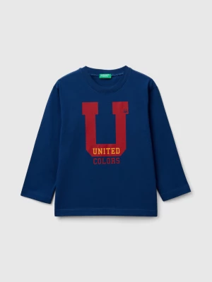 Benetton, T-shirt With Print In  Cotton, size 104, Blue, Kids United Colors of Benetton