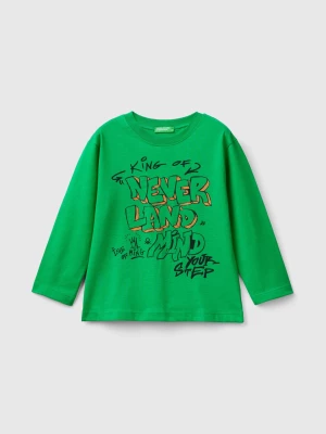 Benetton, T-shirt With Print In  Cotton, size 104, Green, Kids United Colors of Benetton