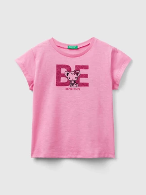 Benetton, T-shirt With Print In Organic Cotton, size 104, Pink, Kids United Colors of Benetton