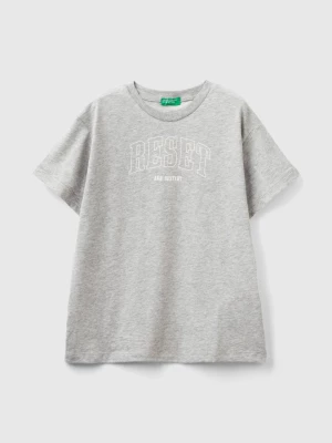 Benetton, T-shirt With Print In Organic Cotton, size 2XL, Light Gray, Kids United Colors of Benetton
