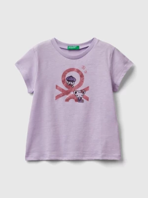 Benetton, T-shirt With Print In Organic Cotton, size 82, Lilac, Kids United Colors of Benetton