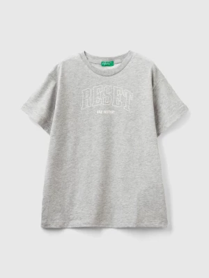 Benetton, T-shirt With Print In Organic Cotton, size L, Light Gray, Kids United Colors of Benetton