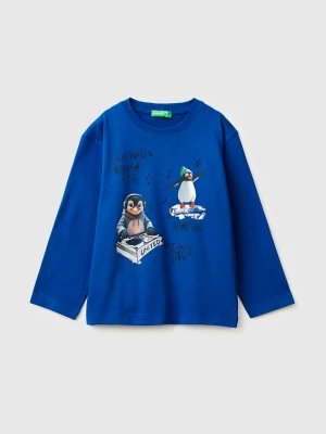 Benetton, T-shirt With Print On Front And Back, Size: 116, Bright Blue, Kids United Colors of Benetton