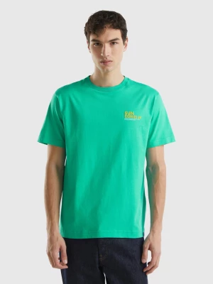 Benetton, T-shirt With Print On Front And Back, size L, Light Green, Men United Colors of Benetton