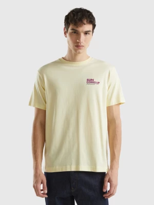 Benetton, T-shirt With Print On Front And Back, size S, Yellow, Men United Colors of Benetton