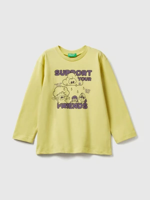 Benetton, T-shirt With Print, Size: 116, Yellow, Kids United Colors of Benetton