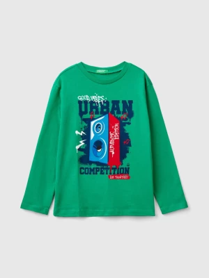 Benetton, T-shirt With Print, size 2XL, Green, Kids United Colors of Benetton