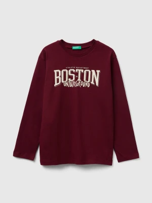 Benetton, T-shirt With Print, Size: 3XL, Burgundy, Kids United Colors of Benetton