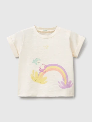 Benetton, T-shirt With Print, size 82, Creamy White, Kids United Colors of Benetton