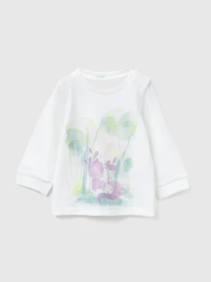 Benetton, T-shirt With Print, Size: 82, Creamy White, Kids United Colors of Benetton