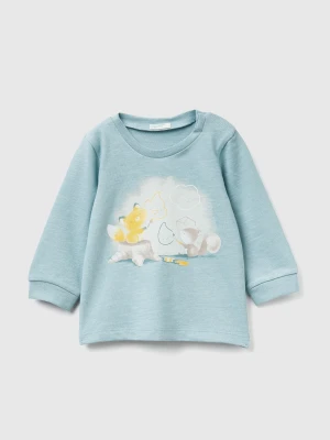 Benetton, T-shirt With Print, Size: 82, Aqua, Kids United Colors of Benetton