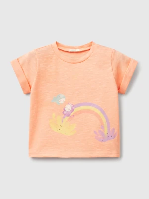 Benetton, T-shirt With Print, size 82, Peach, Kids United Colors of Benetton