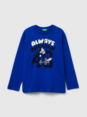 Benetton, T-shirt With Print, Size: XL, Bright Blue, Kids United Colors of Benetton
