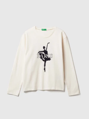 Benetton, T-shirt With Print, Size: XL, Creamy White, Kids United Colors of Benetton