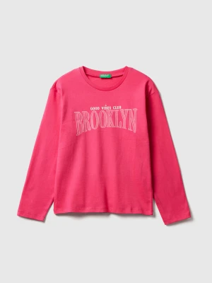 Benetton, T-shirt With Print, Size: XL, Fuchsia, Kids United Colors of Benetton