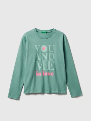 Benetton, T-shirt With Print, Size: XL, Sky Blue, Kids United Colors of Benetton