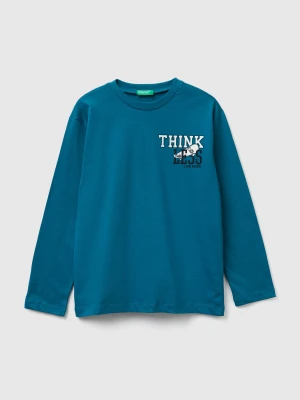 Benetton, T-shirt With Print, Size: XL, Teal, Kids United Colors of Benetton