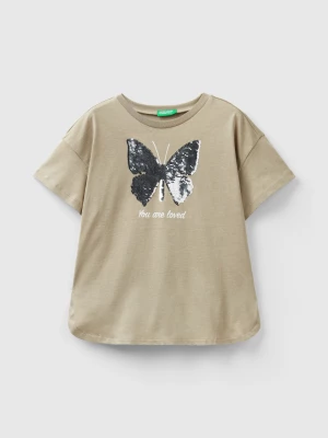 Benetton, T-shirt With Reversible Sequins, size S, Light Green, Kids United Colors of Benetton