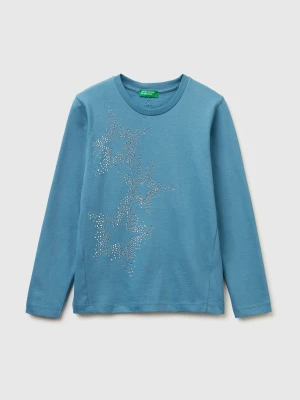 Benetton, T-shirt With Rhinestone Applique, Size: XL, Turquoise, Kids United Colors of Benetton