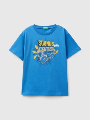 Benetton, T-shirt With Rubber Print, size 2XL, Blue, Kids United Colors of Benetton