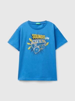 Benetton, T-shirt With Rubber Print, size 3XL, Blue, Kids United Colors of Benetton