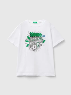 Benetton, T-shirt With Rubber Print, size 3XL, White, Kids United Colors of Benetton