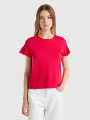 Benetton, T-shirt With Ruffled Sleeves, size XXS, Red, Women United Colors of Benetton