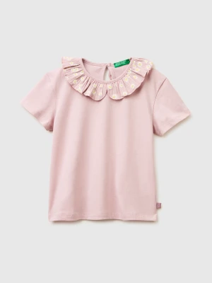 Benetton, T-shirt With Ruffles On The Collar, Size: 116, Pink, Kids United Colors of Benetton
