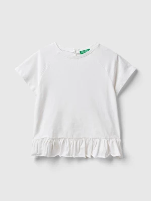 Benetton, T-shirt With Ruffles, size 3XL, White, Kids United Colors of Benetton