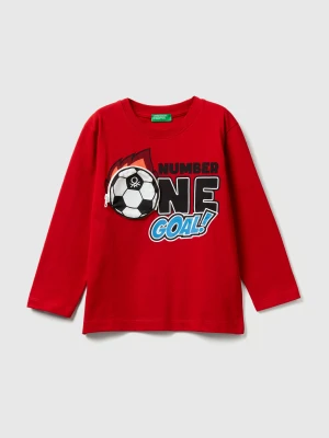 Benetton, T-shirt With Print And Applique, Size: 116, Red, Kids United Colors of Benetton