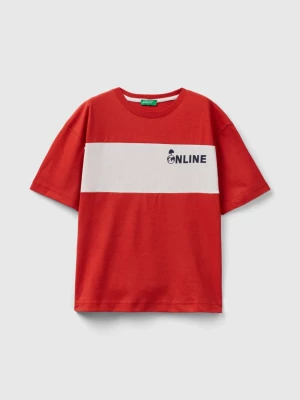 Benetton, T-shirt With Slogan In Organic Cotton, size 2XL, Red, Kids United Colors of Benetton