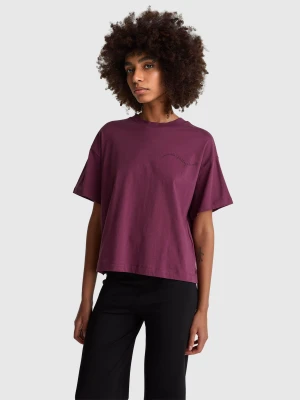 Benetton, T-shirt With Slogan Print, Size: M, Plum, Women United Colors of Benetton