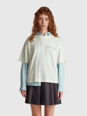 Benetton, T-shirt With Slogan Print, Size: XXS, Creamy White, Women United Colors of Benetton