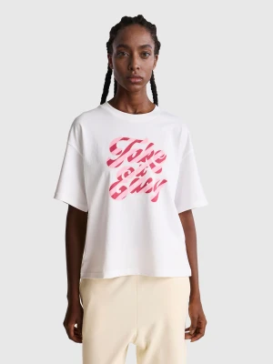 Benetton, T-shirt With Slogan Print, Size: XXS, White, Women United Colors of Benetton