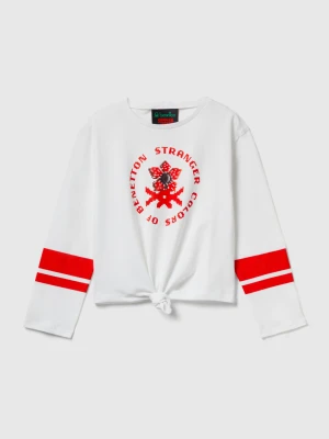 Benetton, T-shirt With Stranger Things Knot, Size: XL, Creamy White, Kids United Colors of Benetton