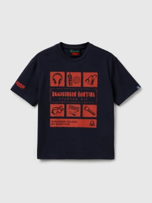 Benetton, T-shirt With Stranger Things Print, Size: XL, Dark Blue, Kids United Colors of Benetton
