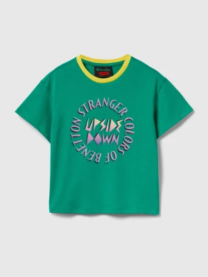 Benetton, T-shirt With Stranger Things Print, Size: XL, Green, Kids United Colors of Benetton