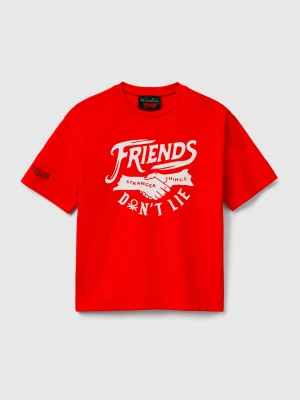 Benetton, T-shirt With Stranger Things Print, Size: XL, Red, Kids United Colors of Benetton