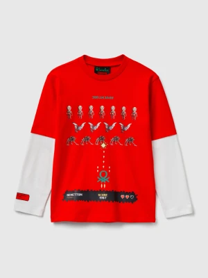 Benetton, T-shirt With Stranger Things Print, Size: XL, Red, Kids United Colors of Benetton
