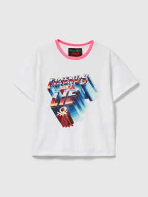 Benetton, T-shirt With Stranger Things Print, Size: XL, White, Kids United Colors of Benetton