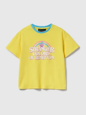 Benetton, T-shirt With Stranger Things Print, Size: XL, Yellow, Kids United Colors of Benetton