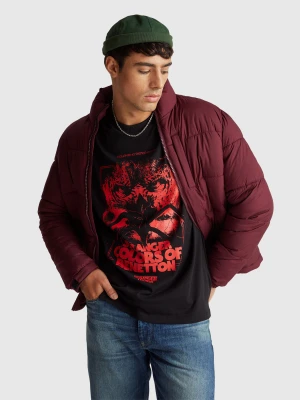 Benetton, T-shirt With Stranger Things Print, Size: XL, Black, Men United Colors of Benetton